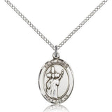 St. Aidan of Lindesfarne Medal, Sterling Silver, Medium - 18&quot; 1.2mm Sterling Silver Chain + Clasp