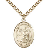 St. Luke the Apostle Medal, Gold Filled, Large - 24&quot; 2.4mm Gold Plated Chain + Clasp