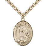 St. Madeline Sophie Barat Medal, Gold Filled, Large - 24&quot; 2.4mm Gold Plated Chain + Clasp
