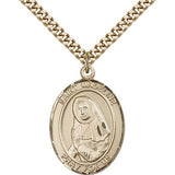 St. Madeline Sophie Barat Medal, Gold Filled, Large - 24&quot; 2.4mm Gold Plated Chain + Clasp