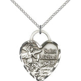 St. Michael the Archangel Medal, Sterling Silver - 18&quot; 1.2mm Sterling Silver Chain + Clasp