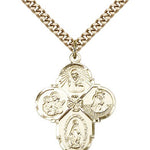4 Way Cross Pendant, Gold Filled - 24&quot; 2.4mm Gold Plated Endless Chain