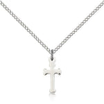 Cross Pendant, Sterling Silver - 18&quot; 1.2mm Sterling Silver Chain + Clasp