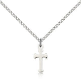 Cross Pendant, Sterling Silver - 18&quot; 1.2mm Sterling Silver Chain + Clasp