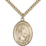 St. Amelia Medal, Gold Filled, Large - 24&quot; 2.4mm Gold Plated Chain + Clasp