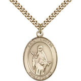 St. Amelia Medal, Gold Filled, Large - 24&quot; 2.4mm Gold Plated Chain + Clasp