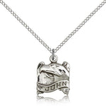 St. John the Apostle Medal, Sterling Silver - 18&quot; 1.2mm Sterling Silver Chain + Clasp