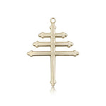 Marionite Cross Pendant, 14 Karat Gold - 14 KT Yellow Gold