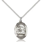St. Joshua Medal, Sterling Silver, Medium - 18&quot; 1.2mm Sterling Silver Chain + Clasp