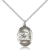 St. Joshua Medal, Sterling Silver, Medium - 18&quot; 1.2mm Sterling Silver Chain + Clasp