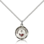 Confirmation Medal, Sterling Silver - 18&quot; 1.2mm Sterling Silver Chain + Clasp