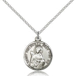 St. Philomena Medal, Sterling Silver - 18&quot; 1.2mm Sterling Silver Chain + Clasp