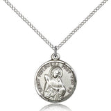 St. Philomena Medal, Sterling Silver - 18&quot; 1.2mm Sterling Silver Chain + Clasp
