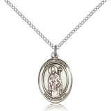 St. Ronan Medal, Sterling Silver, Medium - 18&quot; 1.2mm Sterling Silver Chain + Clasp