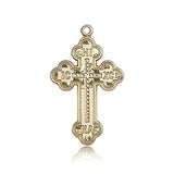 Russian Cross Pendant, 14 Karat Gold - 14 KT Yellow Gold