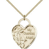 Guardian Angel Heart Medal, Gold Filled - Gold-tone