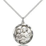 St. Joseph Medal, Sterling Silver - 18&quot; 1.2mm Sterling Silver Chain + Clasp