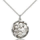 St. Joseph Medal, Sterling Silver - 18&quot; 1.2mm Sterling Silver Chain + Clasp