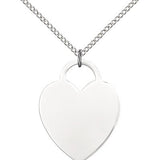 Heart Medal, Sterling Silver - 18&quot; 1.2mm Sterling Silver Chain + Clasp
