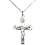 Crucifix Pendant, Sterling Silver - 18&quot; 1.2mm Sterling Silver Chain + Clasp