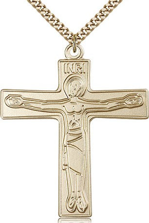 Cursillio Cross Pendant, Gold Filled - 24&quot; 2.4mm Gold Plated Endless Chain