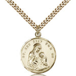St. Ann Medal, Gold Filled - 24&quot; 2.4mm Gold Plated Endless Chain