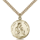 St. Ann Medal, Gold Filled - 24&quot; 2.4mm Gold Plated Endless Chain