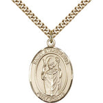 St. Stanislaus Medal, Gold Filled, Large - 24&quot; 2.4mm Gold Plated Chain + Clasp