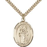 St. Stanislaus Medal, Gold Filled, Large - 24&quot; 2.4mm Gold Plated Chain + Clasp