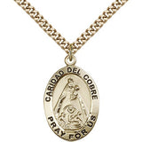 Caridad Del Cobre Medal, Gold Filled - 24&quot; 2.4mm Gold Plated Endless Chain