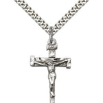 Nail Crucifix Pendant, Sterling Silver - 18&quot; 1.2mm Sterling Silver Chain + Clasp