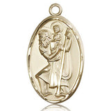 Men's Large 14 Karat Gold Saint Christopher Pendant - 14 KT Yellow Gold