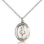 St. Sebastian Dance Medal, Sterling Silver, Medium - 18&quot; 1.2mm Sterling Silver Chain + Clasp