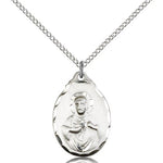 Scapular Medal, Sterling Silver - 18&quot; 1.2mm Sterling Silver Chain + Clasp