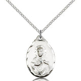 Scapular Medal, Sterling Silver - 18&quot; 1.2mm Sterling Silver Chain + Clasp
