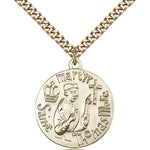 St. Thomas More Medal, Gold Filled - 24&quot; 2.4mm Gold Plated Endless Chain