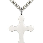 Cross Pendant, Sterling Silver - 24&quot; 2.4mm Rhodium Plate Endless Chain