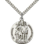 St. Michael the Archangel Medal, Sterling Silver - 24&quot; 2.4mm Rhodium Plate Endless Chain