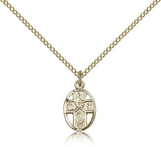 5 Way Cross Pendant, Gold Filled - Gold-tone
