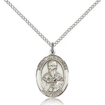 St. Alexander Sauli Medal, Sterling Silver, Medium - 18&quot; 1.2mm Sterling Silver Chain + Clasp