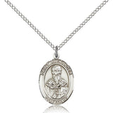 St. Alexander Sauli Medal, Sterling Silver, Medium - 18&quot; 1.2mm Sterling Silver Chain + Clasp