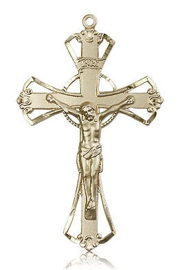 Crucifix Pendant, 14 Karat Gold - 14 KT Yellow Gold