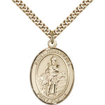 St. Cornelius Medal, Gold Filled, Large - 24&quot; 2.4mm Gold Plated Chain + Clasp