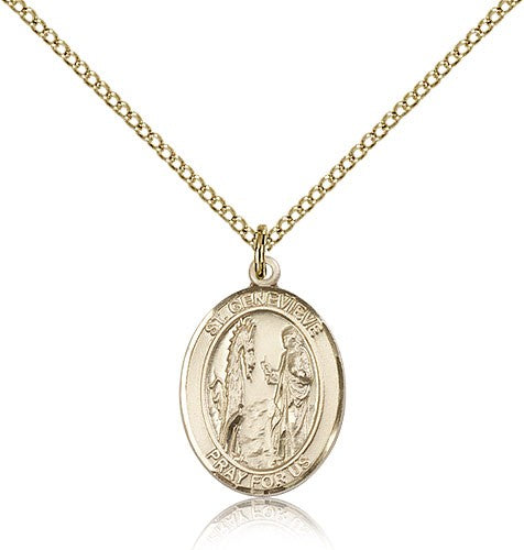 St. Genevieve Medal, Gold Filled, Medium - Gold-tone