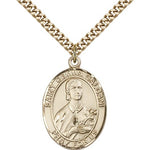 St. Gemma Galgani Medal, Gold Filled, Large - 24&quot; 2.4mm Gold Plated Chain + Clasp