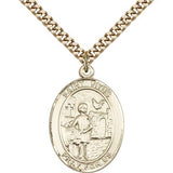 St. Vitus Medal, Gold Filled, Large - 24&quot; 2.4mm Gold Plated Chain + Clasp