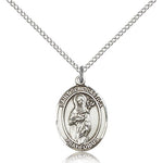 St. Scholastica Medal, Sterling Silver, Medium - 18&quot; 1.2mm Sterling Silver Chain + Clasp