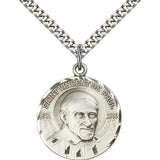St. Vincent De Paul Medal, Sterling Silver - 24&quot; 2.4mm Rhodium Plate Endless Chain