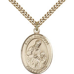 St. Ambrose Medal, Gold Filled, Large - 24&quot; 2.4mm Gold Plated Chain + Clasp