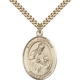 St. Ambrose Medal, Gold Filled, Large - 24&quot; 2.4mm Gold Plated Chain + Clasp